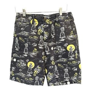 EUC American Eagle Men's Navy Chino Hawaiian/Hula Girl Print Shorts Sz 30